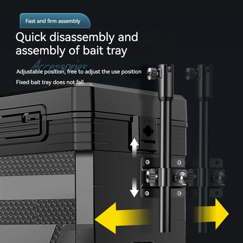 Accesorios de caja de pesca, juego de tres piezas, estante de torreta de aleación de aluminio y magnesio, cesta de pescado, caja de cebo, negro y rojo - imagen 4
