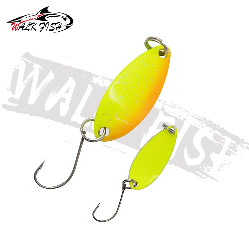 WALK FISH-señuelo de Pesca de Metal, 1 piezas, cuchara de Pesca de 3g y 33mm, colorido, para trucha, Chub, perca, salmón - imagen 3