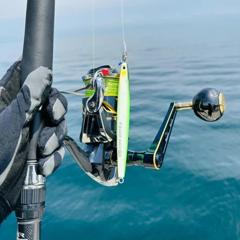 GOMEXUS mango de alimentación de 100mm para Daiwa Saltiga Certate Caldia SW 8000-14000 carrete de agua salada perilla de titanio 50mm - imagen 2