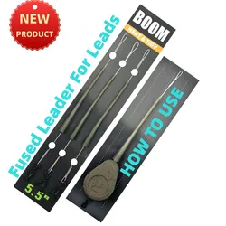 Accesorios en línea de plomo para pesca de carpa, gancho fundido para bolsas PVA, línea líder de aparejos terminales de pluma de fluorocarbono