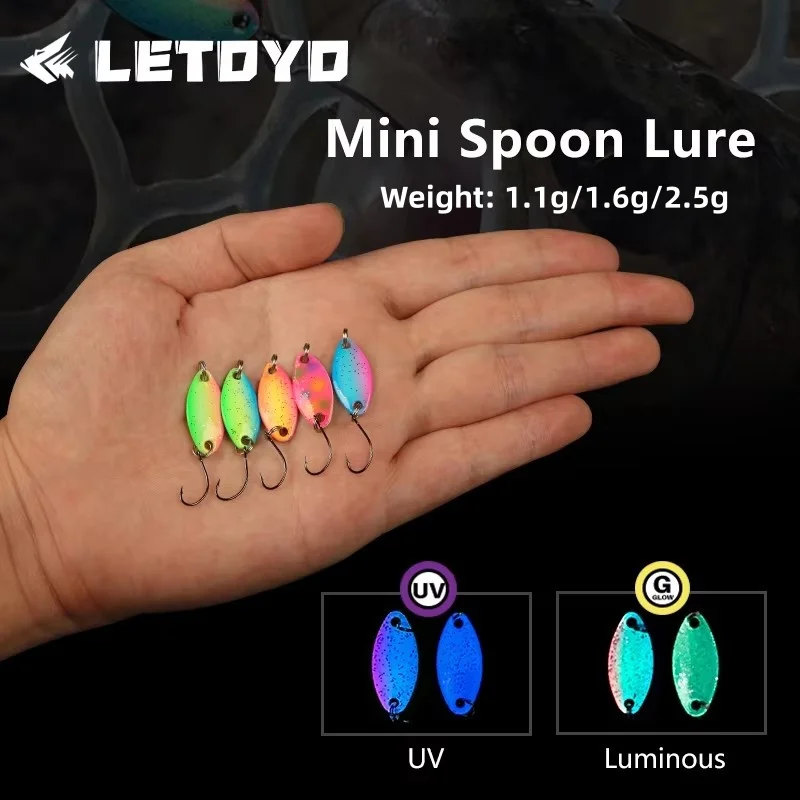 LETOYO Mini Señuelo Cucharilla UV brillo para trucha y perca - imagen 4