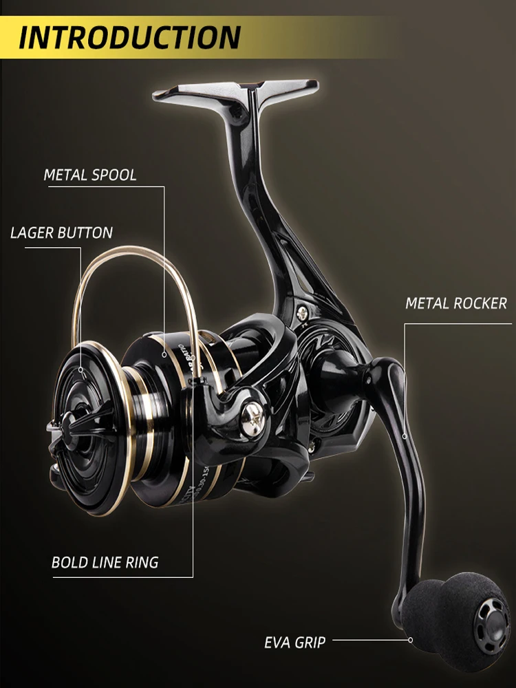 Mango profesional ultraligero de EVA de 1000 ~ 7000, carrete de Metal CNC de arrastre máximo de 8-12kg, carrete de pesca giratorio, agua dulce y salada - imagen 4