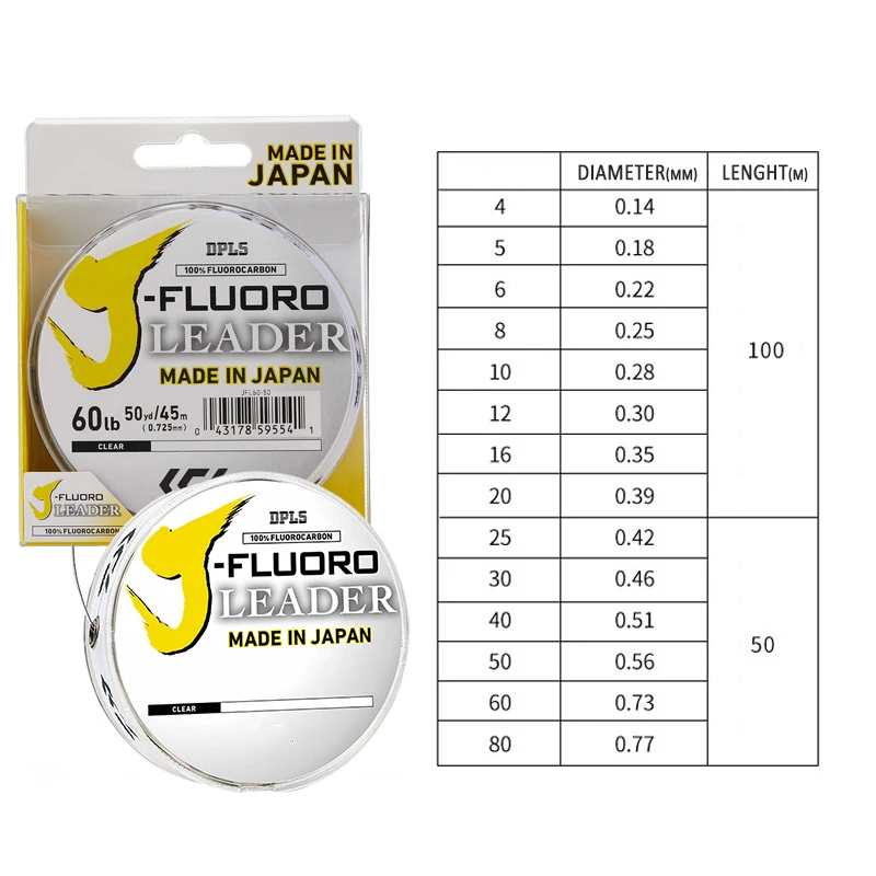 Línea de pesca líder de fluorocarbono DAIWAJ-FLUORO: longitud: 50M y 100M, tamaño: línea líder de fibra de carbono de 4-80lb PESCA - imagen 4
