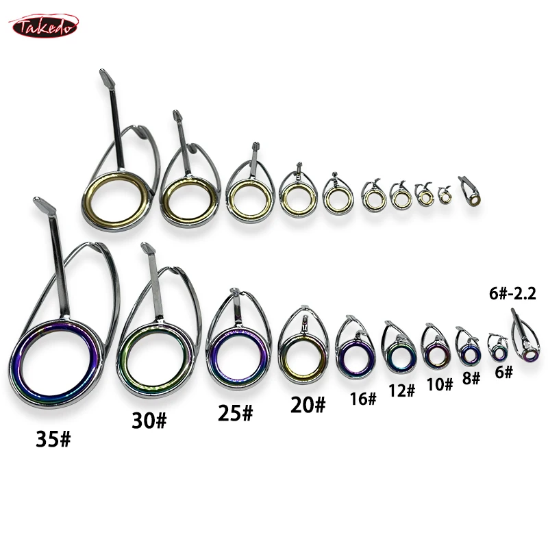 TAKEDO TN12 guía de caña de pescar, juego de 10 Uds., anillos de cerámica de acero inoxidable, Kit de reparación de caña de fundición, accesorios de repuesto de fundición - imagen 2