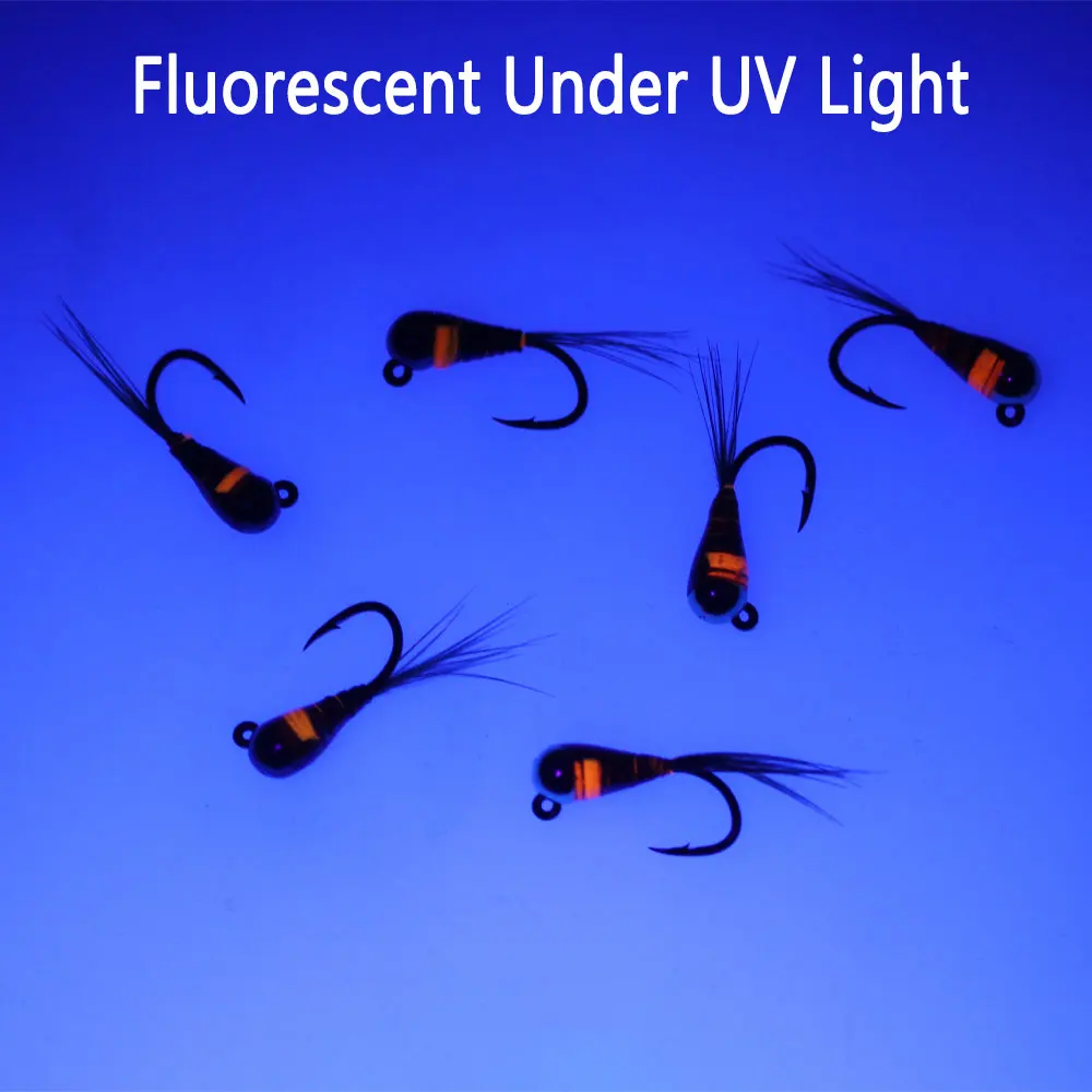 Bimoo 6 piezas # 16 cabeza de cuentas de tungsteno Jig Ninfa mosca cuerpo epoxi cola de faisán fregadero rápido púa húmeda Euro Ninfa mosca trucha Señuelos de pesca - imagen 5