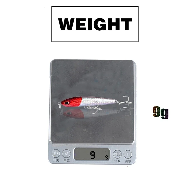 Señuelos duros de Lucio, cebos artificiales con anzuelo triple, aparejos para nadar, 1 piezas, 7,5 cm, 9g - imagen 3