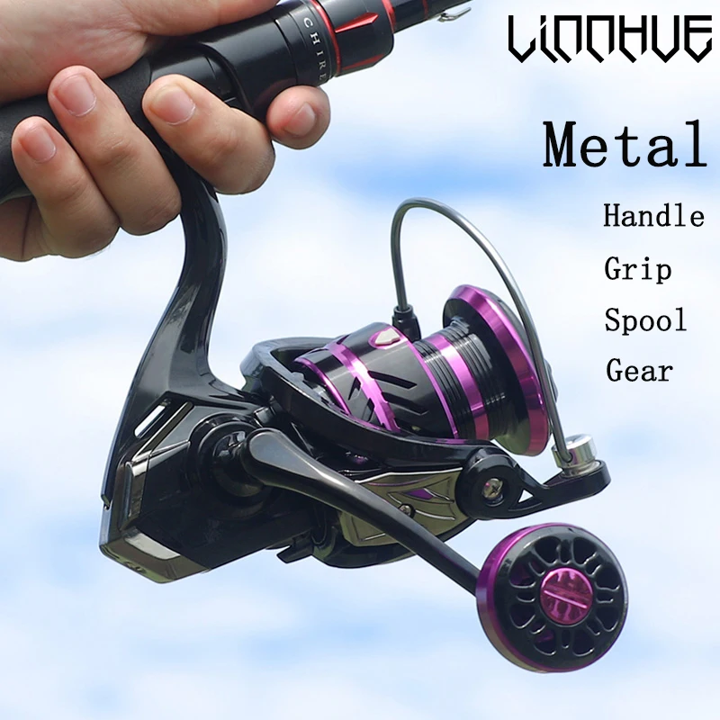 LINNHUE-carrete giratorio de Metal HP500-7000 EVA Grip, accesorio de pesca, arrastre máximo de 10kg, equipo para artículos de pesca - imagen 2