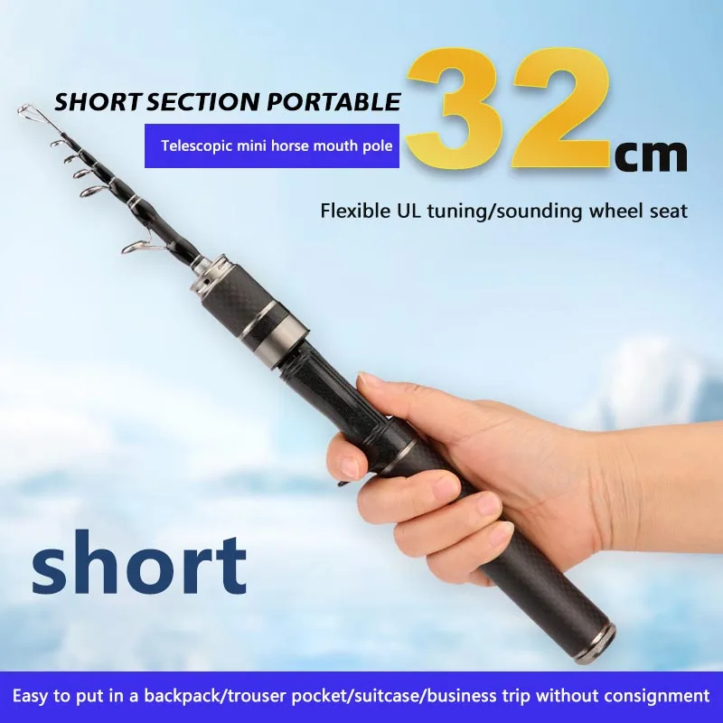 32cm Portable Telescopic Fishing Rod 1.5/1.68/1.8m Carbon Fiber Lure Fishing Pole Freshwater Saltwater Hand Pole Fishing Rod - imagen 2