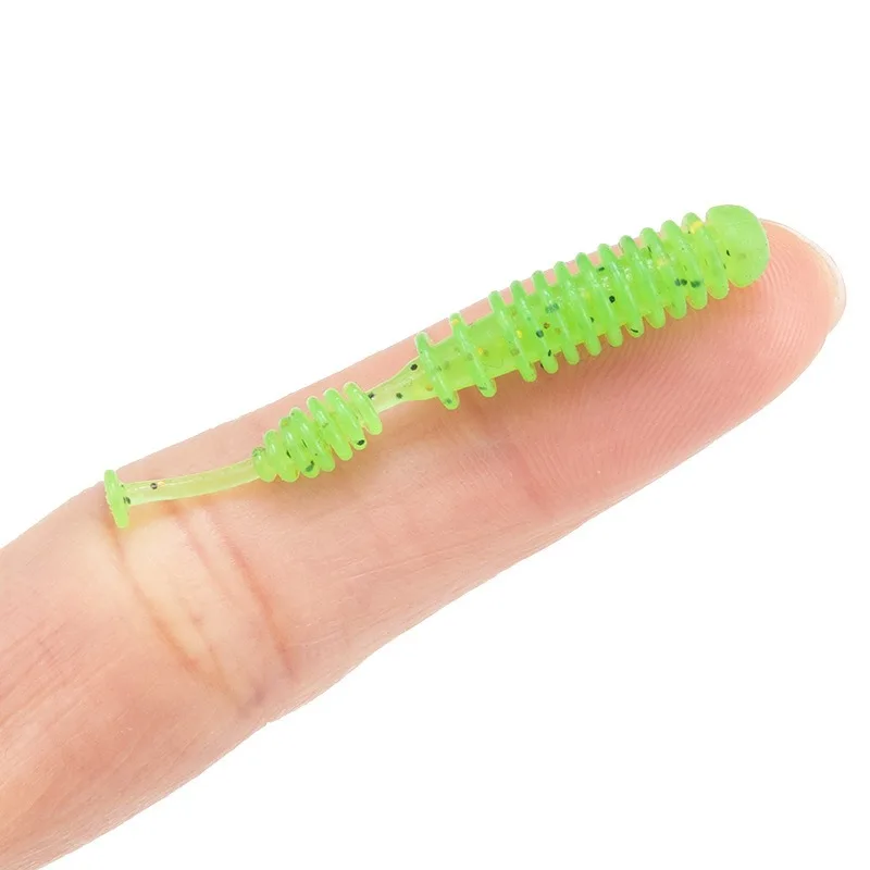 Nuevo 20 piezas 4,3 cm Pesca suave gusanos señuelos Pin cola hielo Pesca cebo suave Polaris hundimiento señuelo Pesca barato aparejos de Pesca de silicona - imagen 2