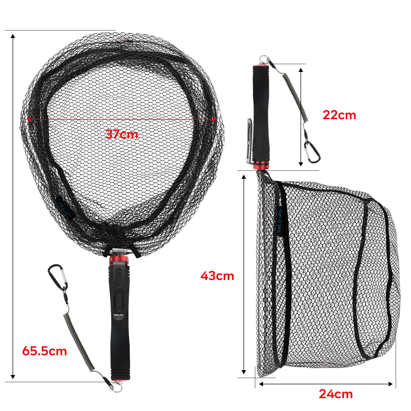Red de pesca ultraligera SANLIKE – Mango EVA con gancho seguridad - imagen 5