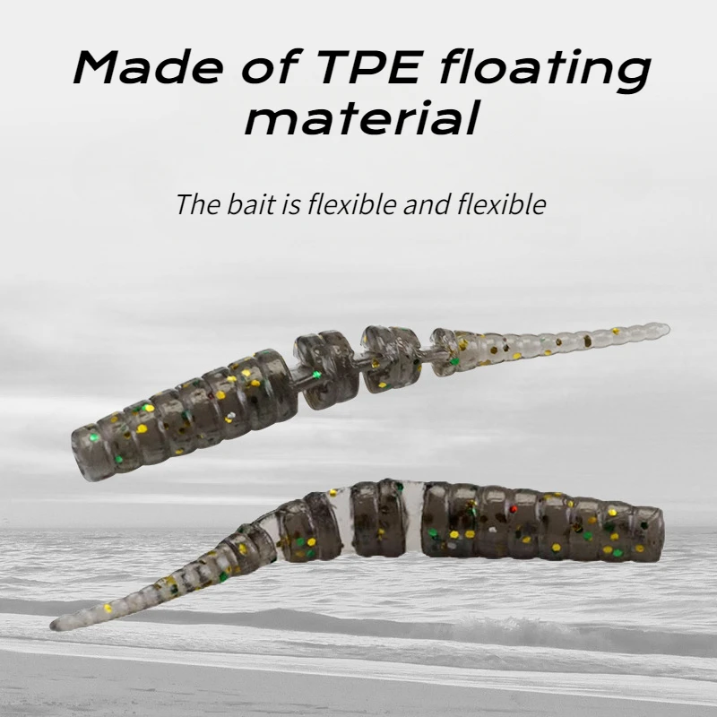 50 Uds. Señuelos de pesca Micro-objeto cebo suave agua flotante gusano de cola de aguja de varias secciones más pesca de raíces de pescado falsa - imagen 4