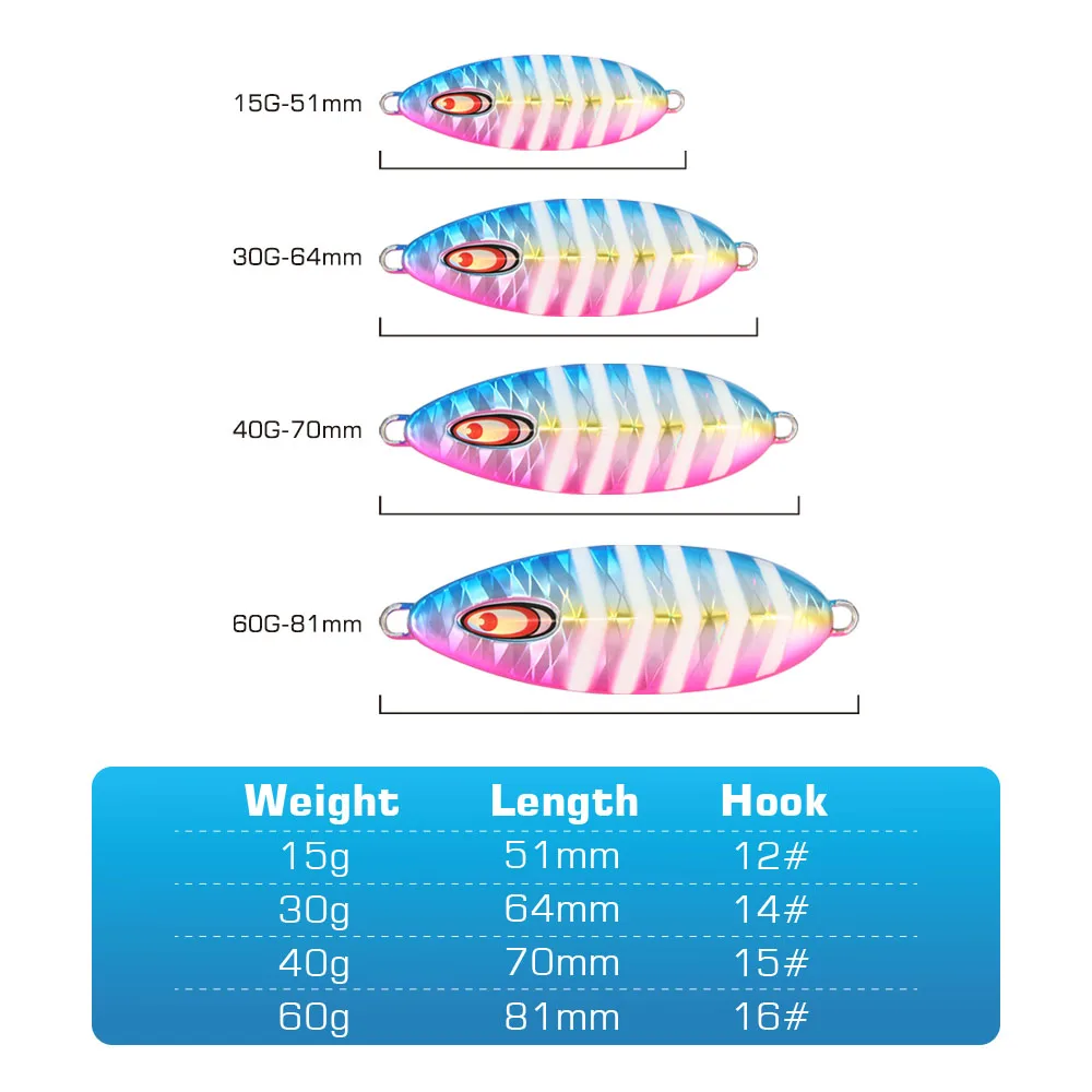 FSTK-cuchara de Jigging, plantilla de paso lento, señuelo de pesca de mar, 15 30 40 60G, plantilla fundida, aparejos de pesca artificiales para agua salada - imagen 3