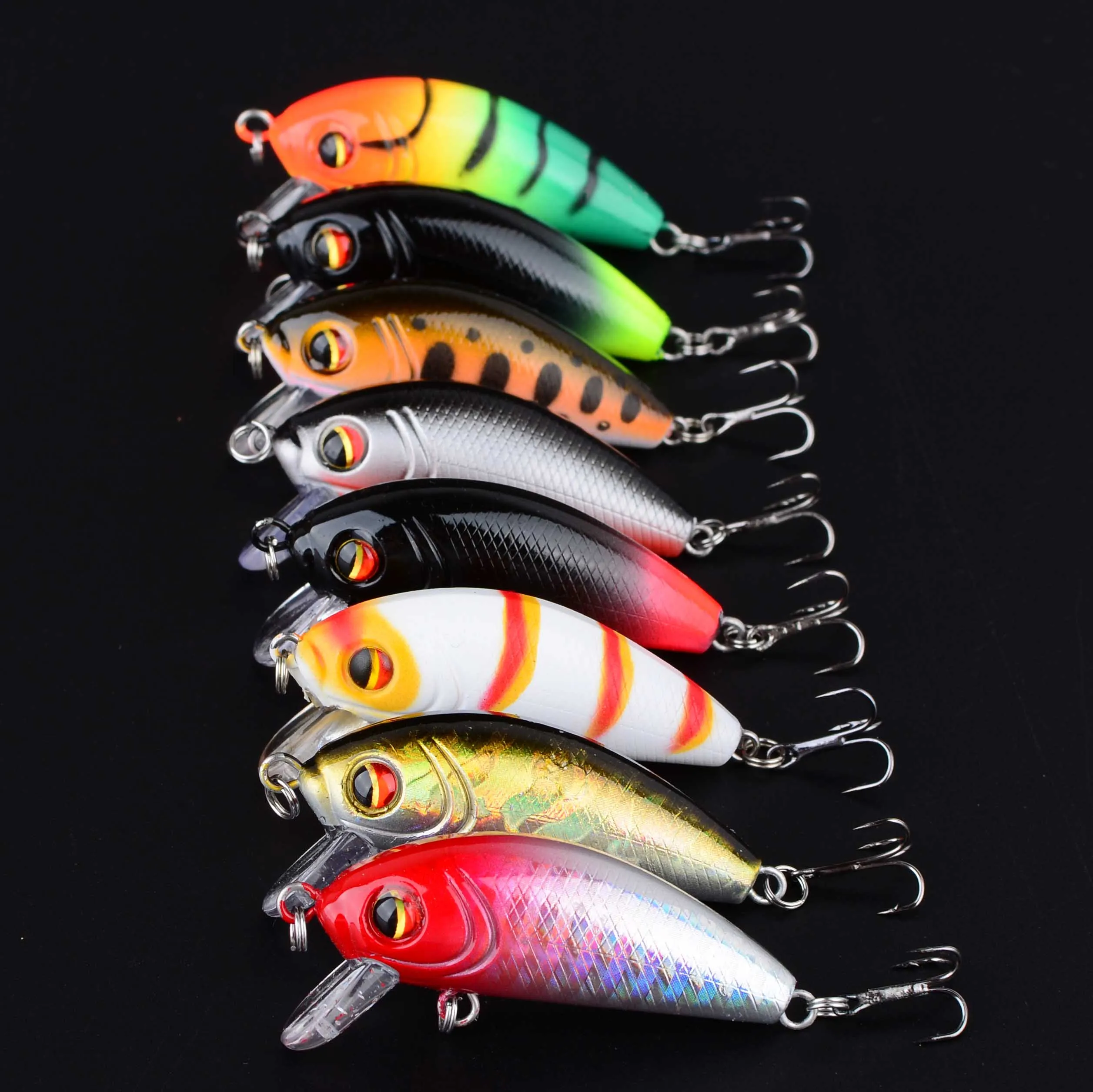 8 Uds Minnow cebos de pesca de trucha flotante duro Wobbler Crankbait Jerkbait Artificial lubina señuelo de pesca de trucha - imagen 4