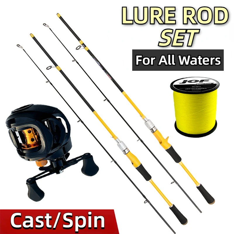 Combo de caña de pescar ultraligera giratoria/ fundida, caña de pescar de carbono de 1,65/1,8 m y relación de engranaje 7,2: 1, carrete de Baitcasting, arrastre máximo de 8kg con línea