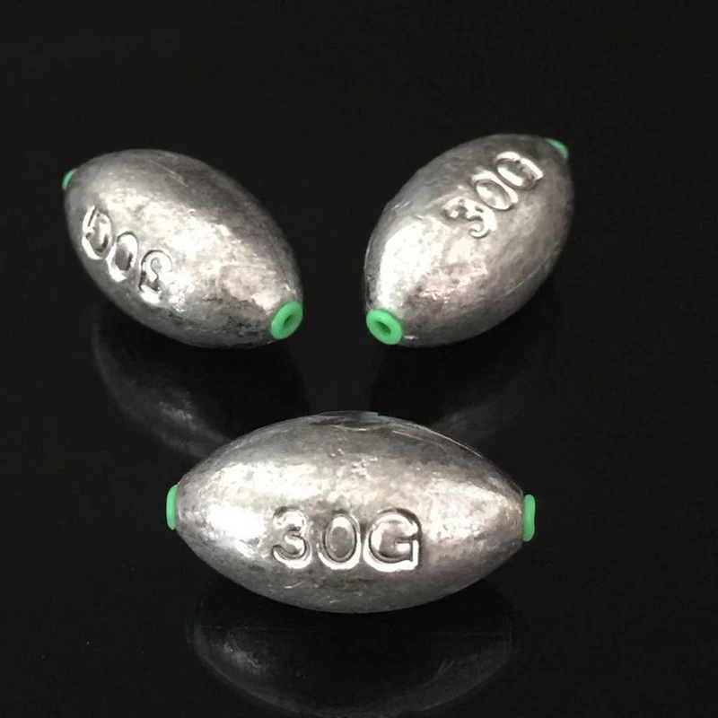 Plomos de plomo en forma de oliva, Conector de gancho de peso de plomo hueco, cabeza de plantilla, cebo de hundimiento, accesorios de aparejos de pesca, 15-120g - imagen 3