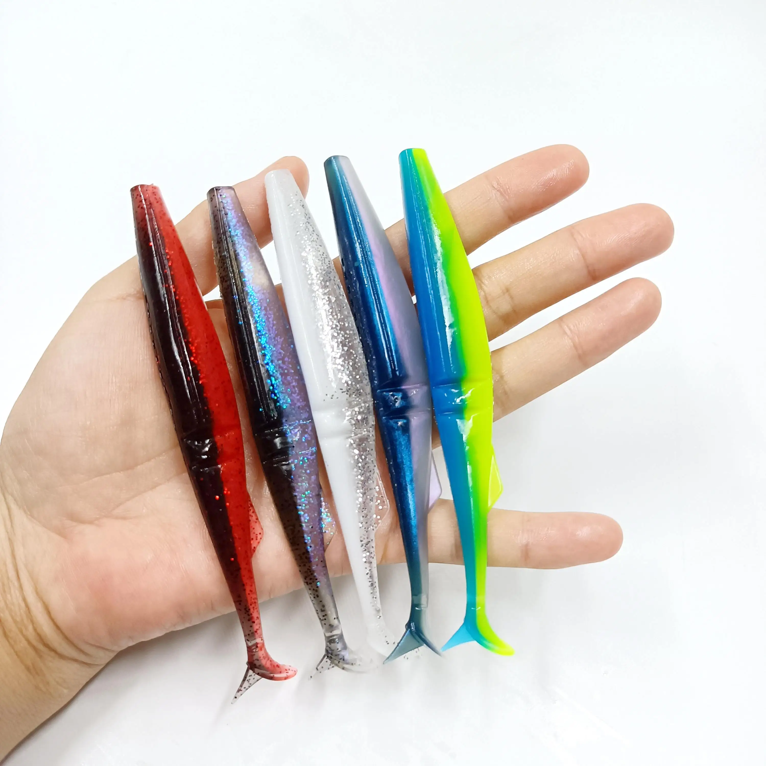 DUODUOYU 5 unids/bolsa señuelo de pesca suave segmentado grande 12cm 9,9g señuelo de plástico suave Shad señuelo Swimbait equipo de pesca de lubina aritical - imagen 4