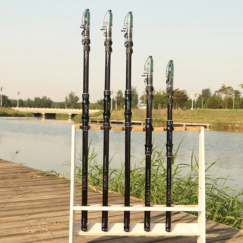 Caña de pescar telescópica de 3,0 M-4,5 M, caña de pescar giratoria portátil de carbono para barco, agua salada, agua dulce, surfcasting, caña de Baitcasting - imagen 5