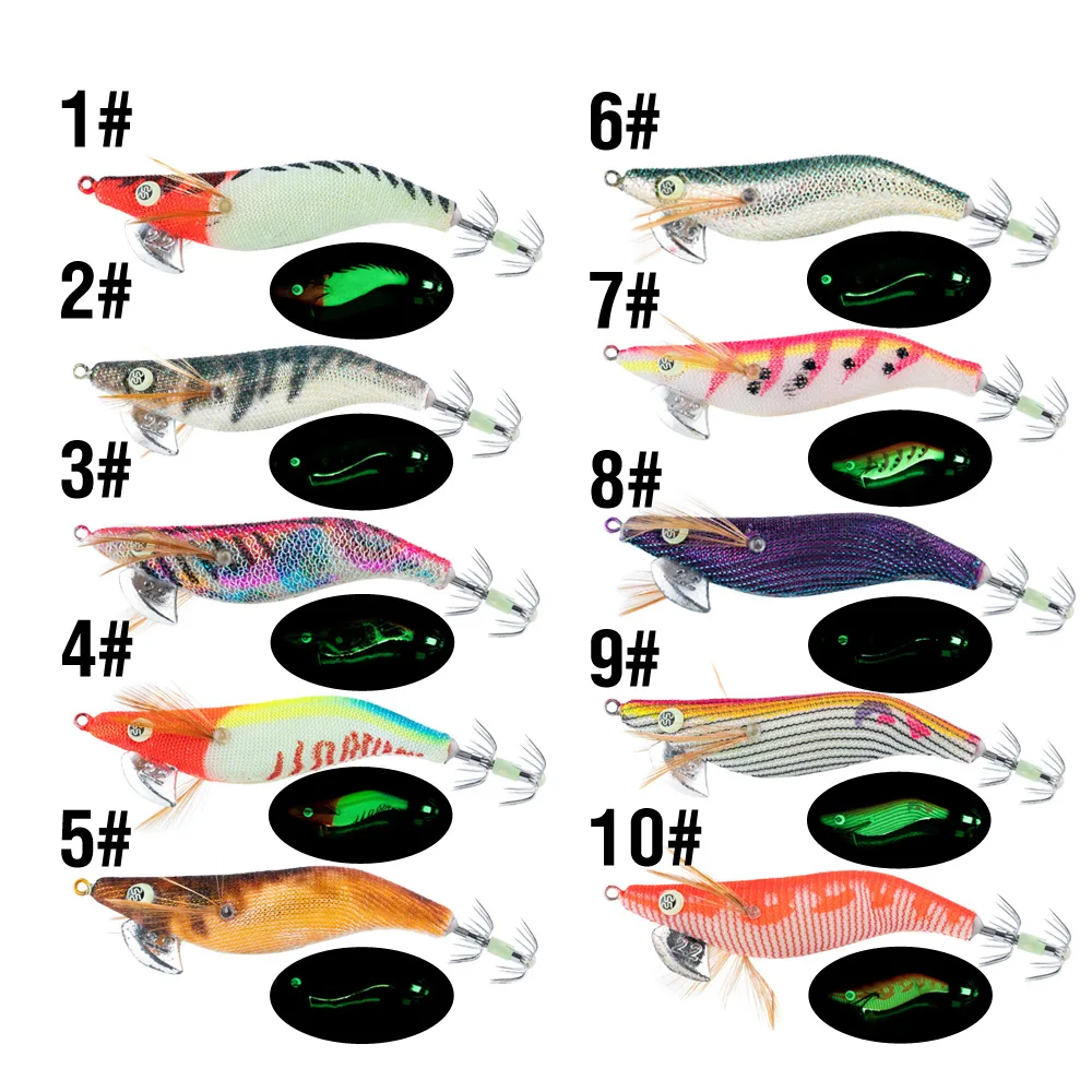 4,1g 5,4g 8g plantilla de calamar señuelo de pesca duro camarones gambas luminosas que brillan en la oscuridad señuelos artificiales aparejos para sepia pulpo - imagen 4