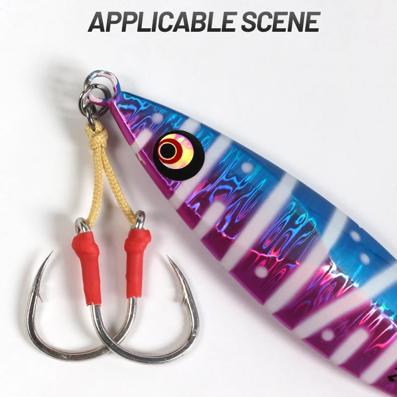 TEASER HK026/HK027, anzuelo de 10 piezas con púas dobles/individuales, línea de Kevlar, accesorios de pesca en el mar, anzuelo de señuelo de plantilla resistente al agua de mar - imagen 5