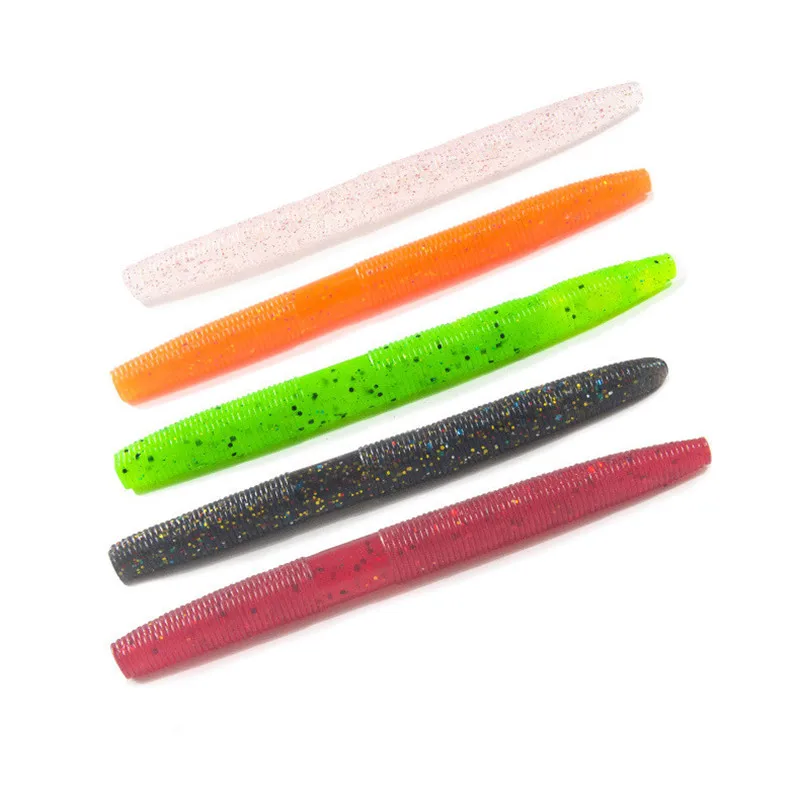 Señuelo de pesca cebo blando fideos de hundimiento lento gusano aparejo loco tiro de gota Texas NEKO aparejos señuelos artificiales asesino de lubina lote 8 piezas - imagen 4