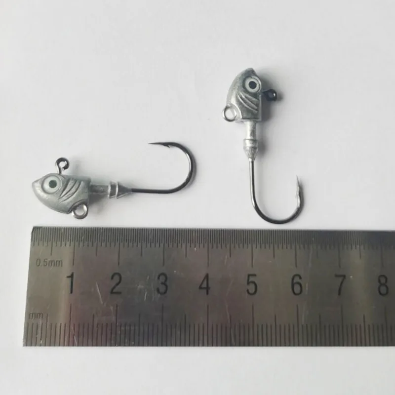 Anzuelo de cabeza plomada para pesca, anzuelo de gusano para lubina, Swimbait, señuelos de plástico blando, ojos luminosos para agua salada, 3 piezas, 3,5g-15g - imagen 4