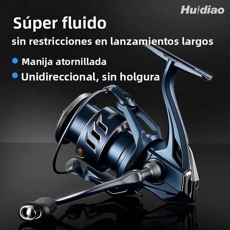 Huidiao carrete giratorio ligero 5 + 1 rodamientos blindados carrete de pesca con señuelo Zero Play mango atornillado CNC para fundición suave - imagen 2