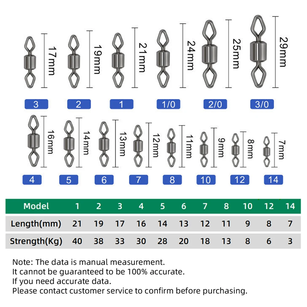 DNDYUJU 30 a 50 Uds rodamiento de barril de pesca giratorios rombos giratorios conector de pesca accesorios de pesca herramientas de gancho - imagen 2
