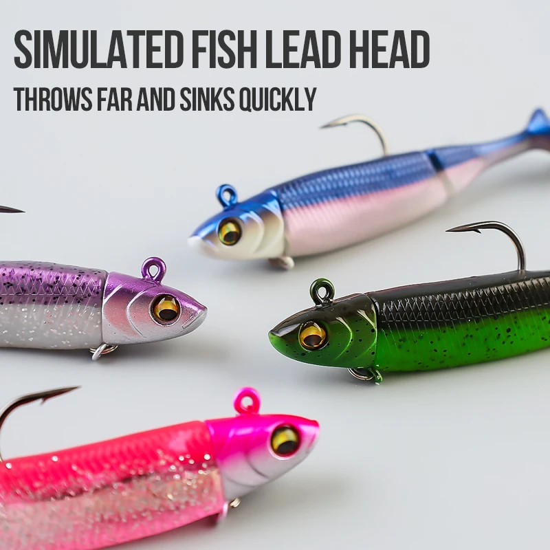 TAIYU, juego de 6 piezas, 9cm, 15g, anzuelo con cabeza de plomo, cola en T, señuelo de pesca envuelto en plomo, cebo suave, brillo nocturno, señuelo de pesca de mar, cebo suave im - imagen 5