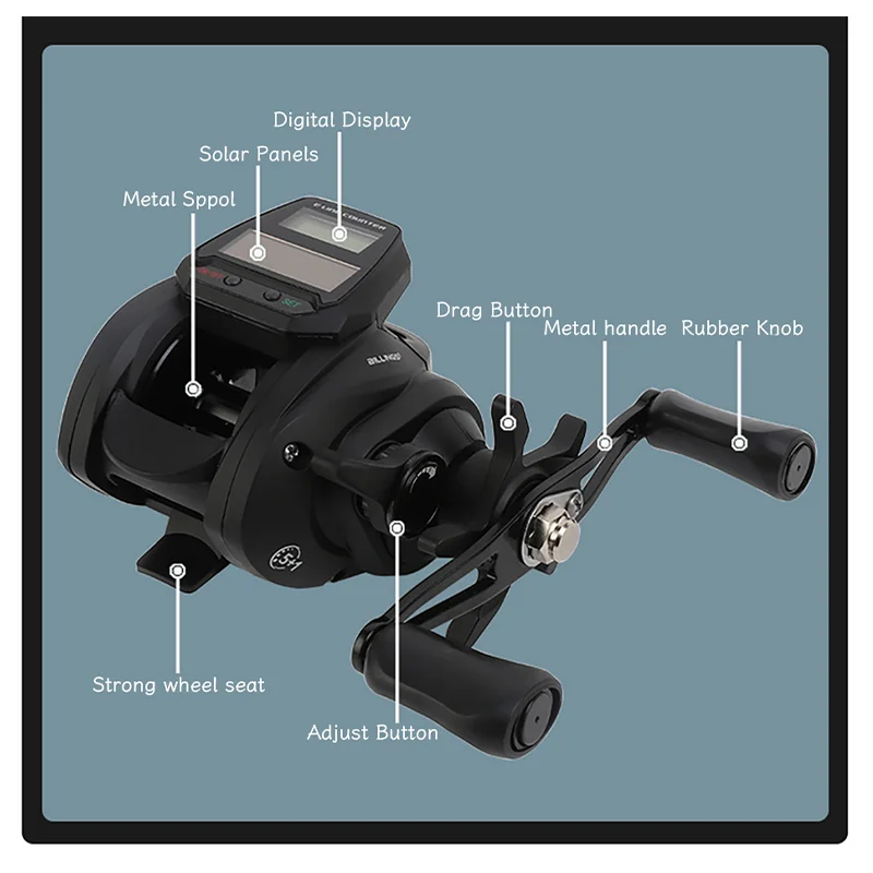 Kawa-carrete de pesca 5 + 1 BearingsElectronic, pantalla Digital, rueda de Baitcasting, freno magnético, arrastre máximo de 16kg, relación 6,3: 1, peso 248g - imagen 3