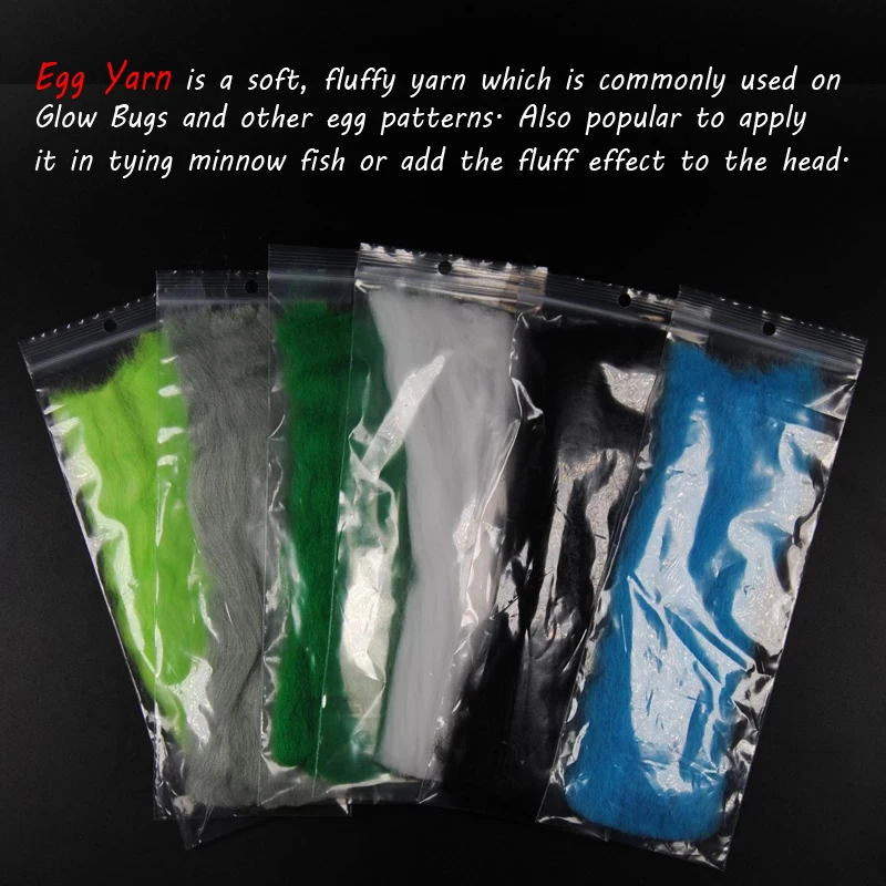 Wifreo, 2 uds., hilo de huevo, fibras sintéticas, Material de atado de moscas para incandescente, paracaídas, Minnow Streamer, mosca, trucha, lubina, señuelo de pesca - imagen 4