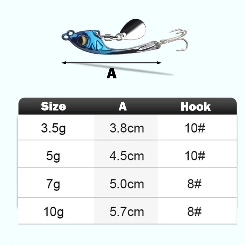 Nueva llegada 1 Uds 3,5/5/7/10g Metal VIB señuelo de pesca Spinner hundimiento cuchara giratoria Pin Crankbait lentejuelas cebos aparejos de pesca - imagen 2