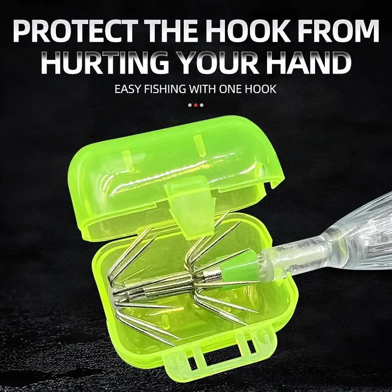 Protector de anzuelos de calamar de plástico, cubierta de anzuelos de camarón de madera de 3 tamaños, funda transparente para anzuelo de pesca, accesorio de pesca, 15 Uds. - imagen 3