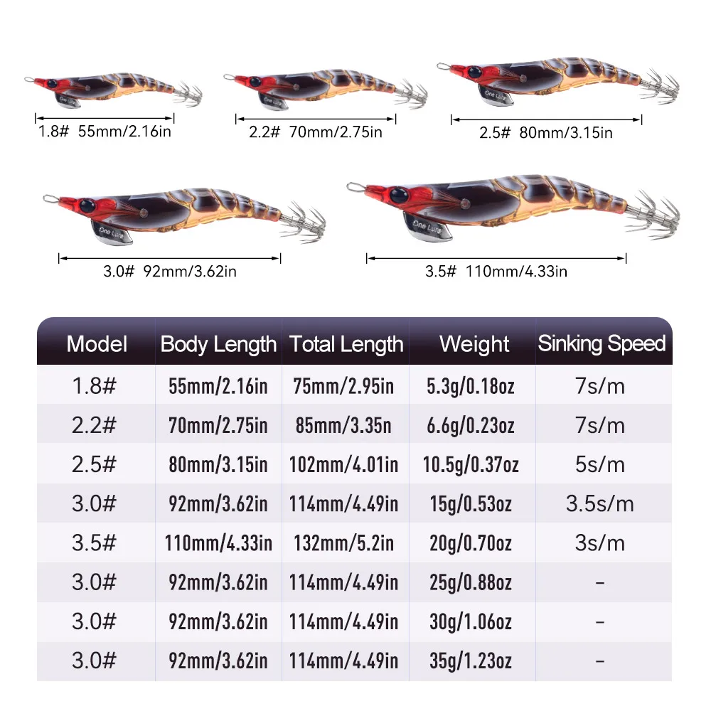 Kingdom Squid Bait Señuelos de Jigging Artificiales 1.8 #   2.2 #   Anzuelos de calamar de hundimiento lento pesca en el mar pulpo sepia luminosa EGI - imagen 3