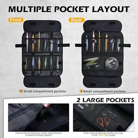 Goture-bolsa de plantilla de pesca de 33x18cm, bolsa de señuelo de pesca de plomo con recorte ligero portátil, agua dulce salada para pesca en barco y playa - imagen 3