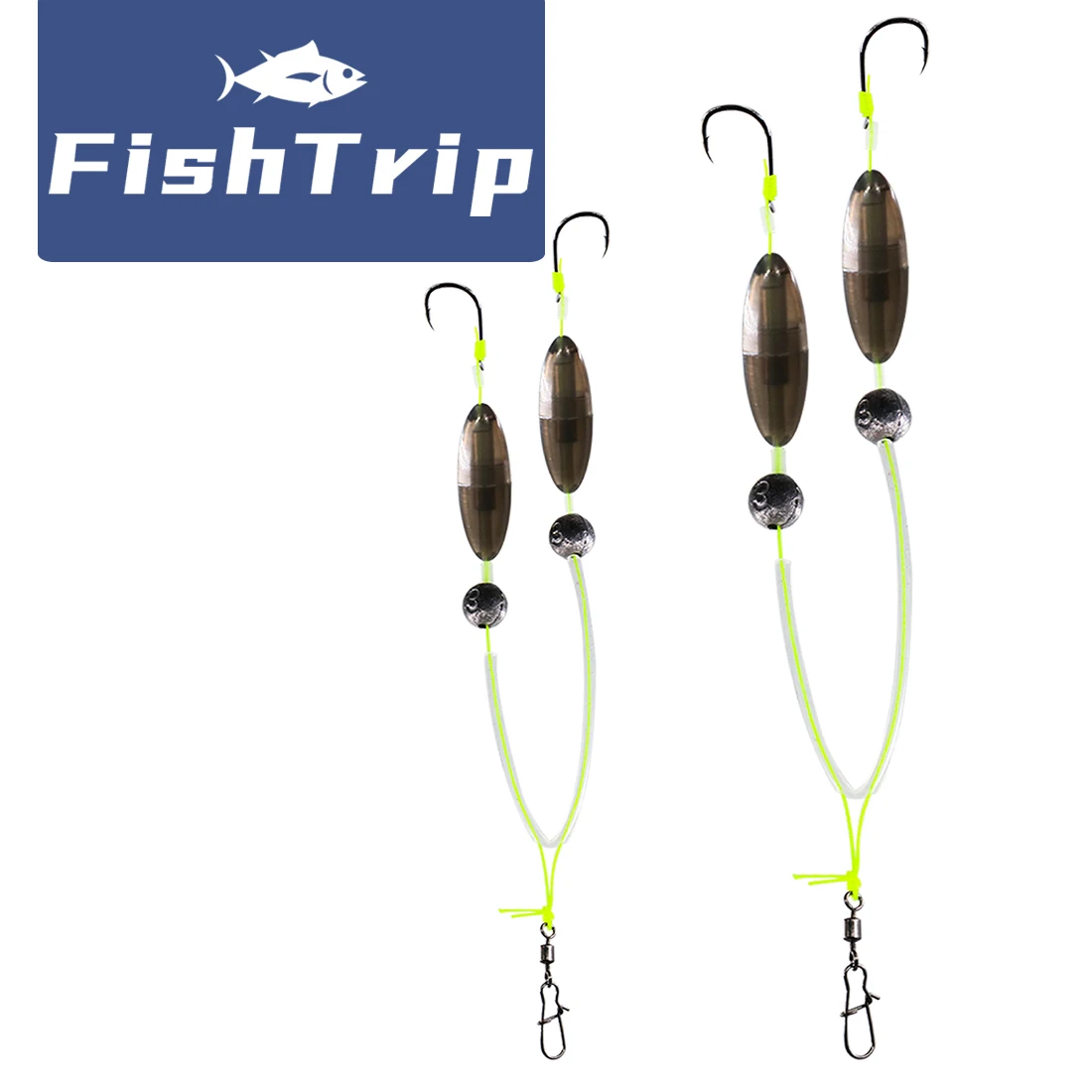 FishTrip-anzuelos anti-inferiores, anzuelos dobles, juego de sedal de pesca antideslizantes, anzuelos para moscas, accesorios de pesca con flotabilidad inferior