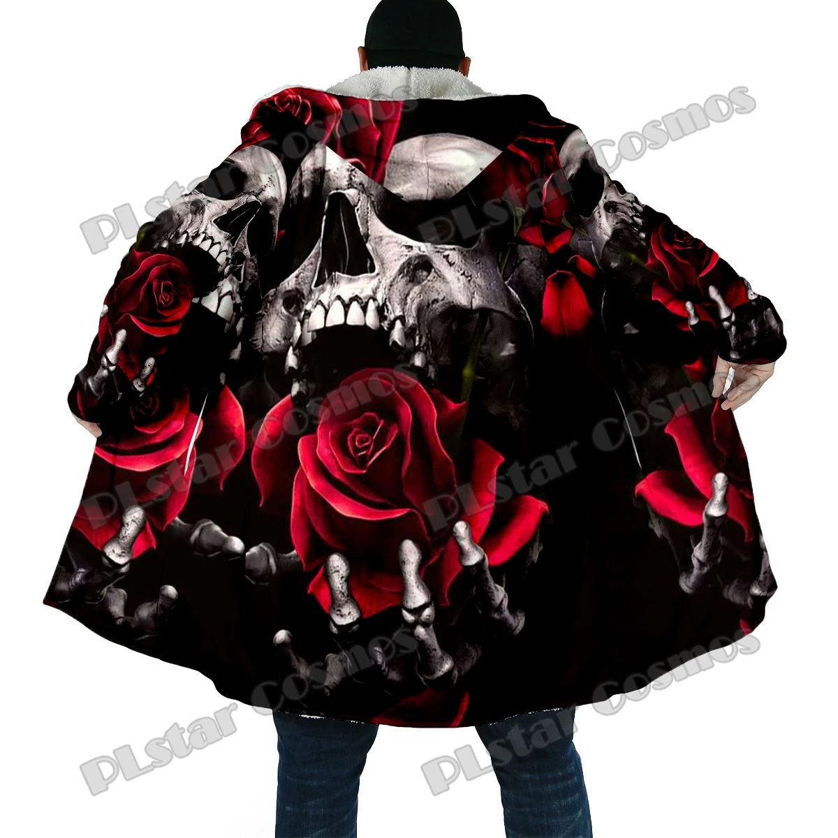 Capa invernal DP51 con capucha y estampado calavera 3D – Lana gruesa - imagen 2