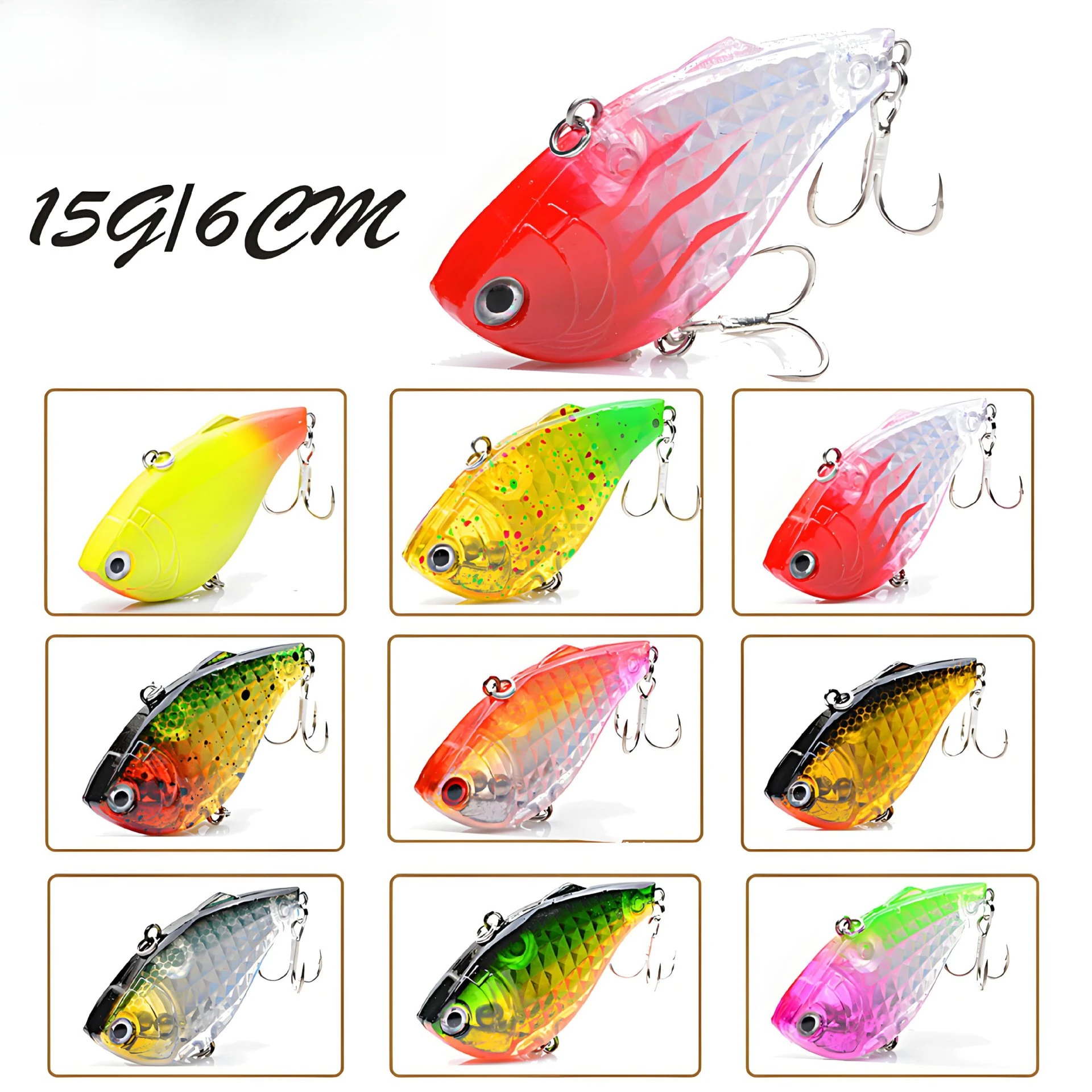 Señuelos de Pesca hundidos VIB, 6cm, 15g, Crankbait sin labios, Wobbler, Jerkbait, cebo duro Artificial para trucha, lubina, equipo de Pesca Isca - imagen 2