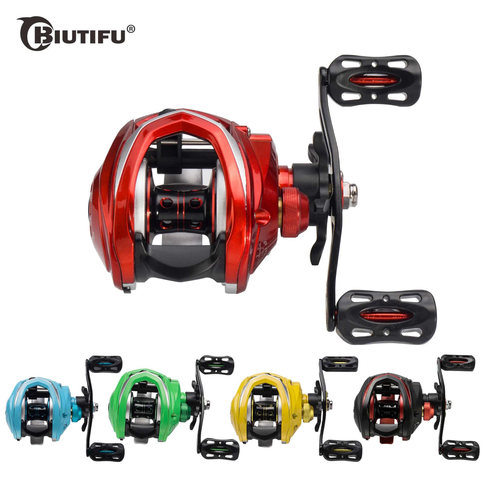 BIUTIFU carrete de sistema de freno Dual Baitcasting, arrastre máximo de 10KG, 19 + 1 BBs 8,1: 1, rueda de pesca de fundición de alta velocidad