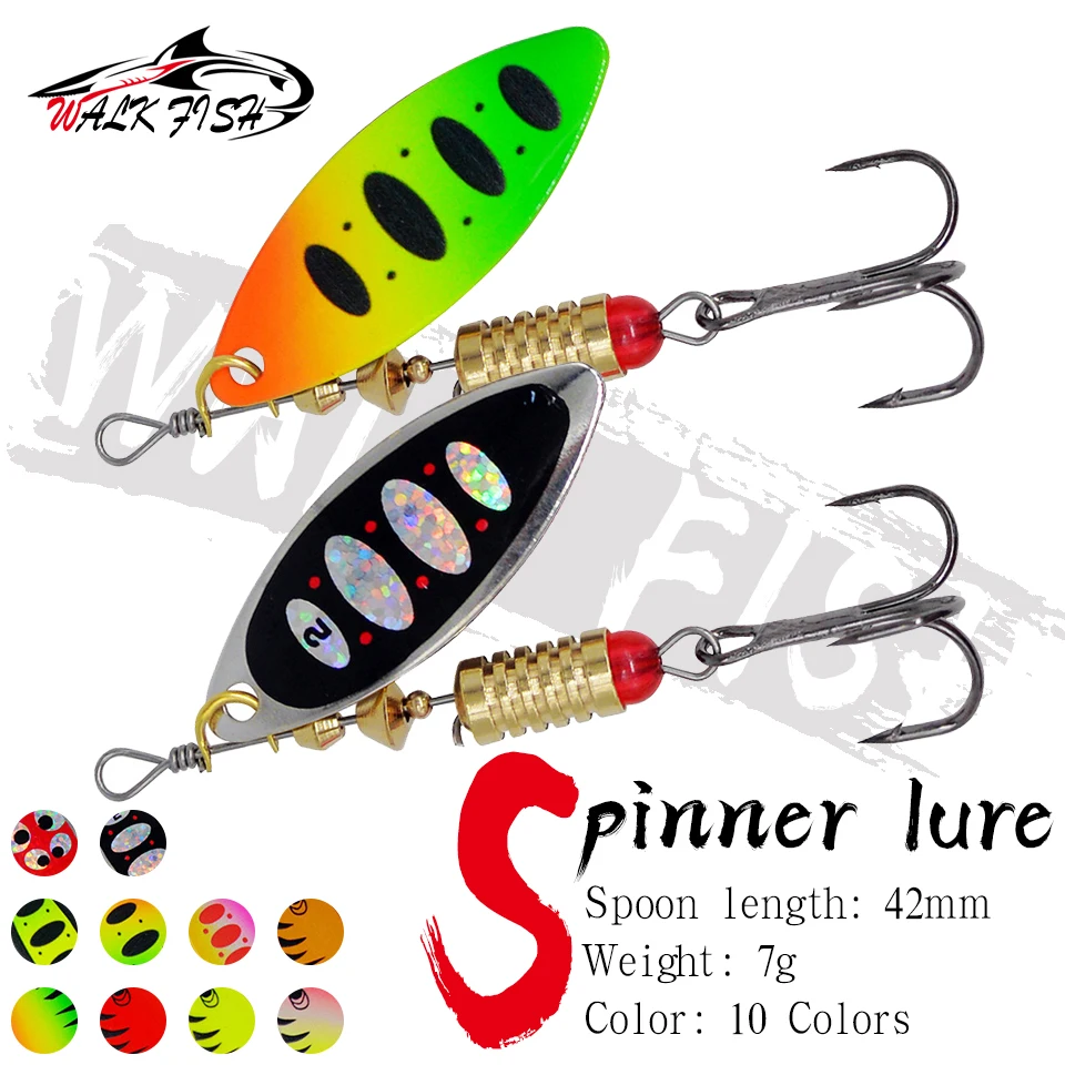 WALK FISH 1 Uds Spinner cebo señuelo 7g Salix forma de hoja rotación lentejuelas cebos compuestos cuchara Artificial señuelos aparejos de pesca