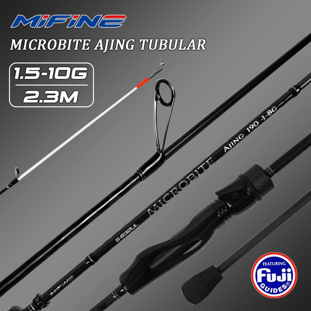 Mifine MICROBITE AJING caña de pescar giratoria punta Tubular L 2-10g 2,3 M para agua salada trucha de agua dulce perca pesca de lubina rápida 40T