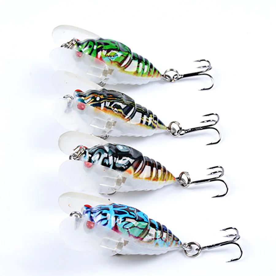 Señuelos de pesca de cigarra, cebos duros para insectos, Wobblers artificiales para curricán, superficie de perca, Swimbait, Topwater, saltamontes, 8 Uds. - imagen 2