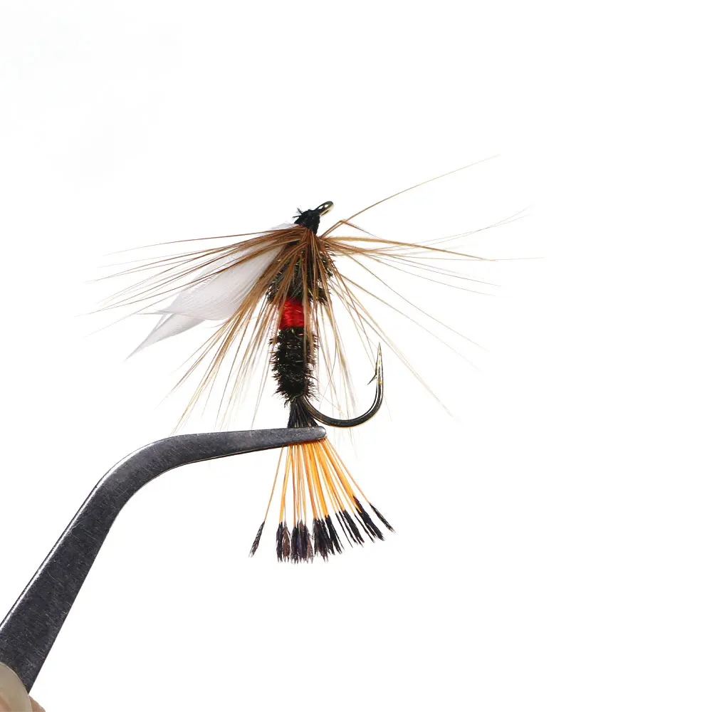 Bimoo 8PCS # 10 blanco Drake Wing Royal Coachman Fly Royal Wulff mosca seca pavo real Herl pluma mayo mosca trucha Señuelos de pesca cebos - imagen 5