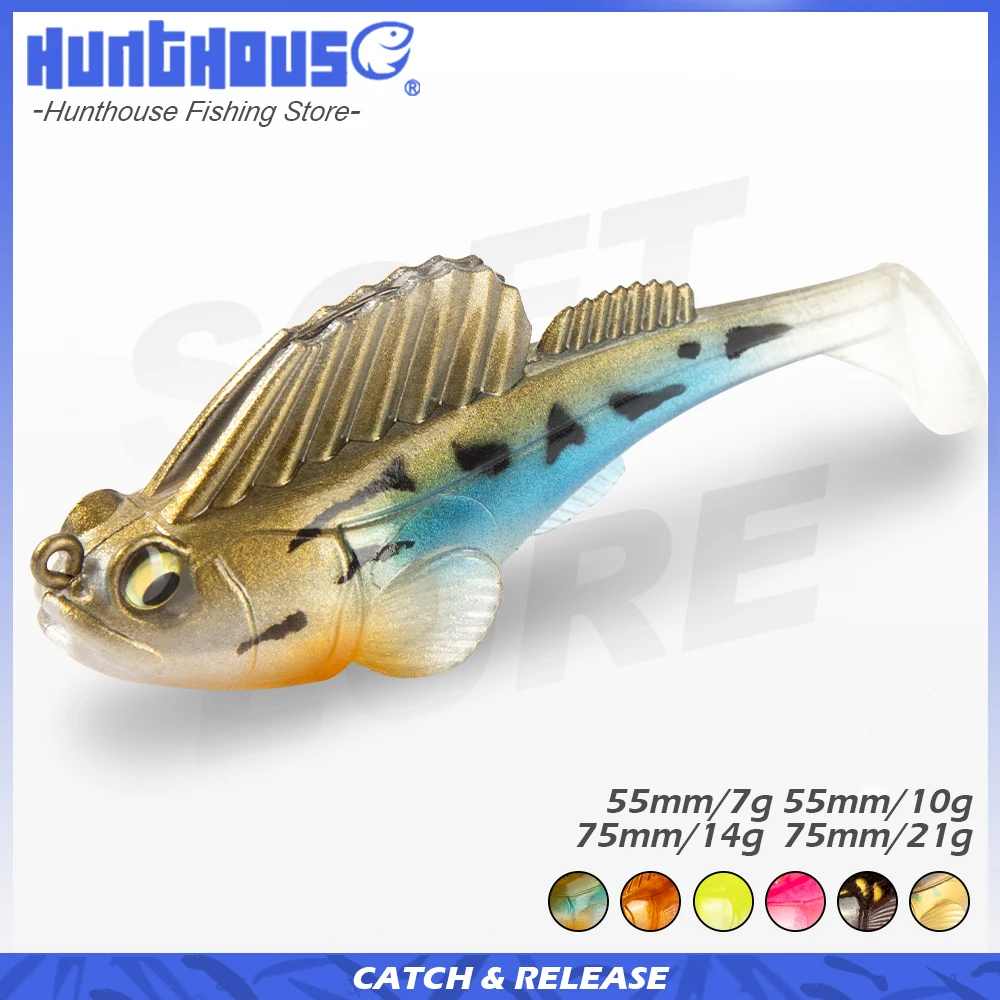 Hunthouse-señuelo de pesca recubierto con plantilla de cebo blando que se hunde toda el agua, 55mm/75mm/95mm, Swimbaits para trucha, Lucio, lubina, sábalo, aparejos de perca - imagen 5