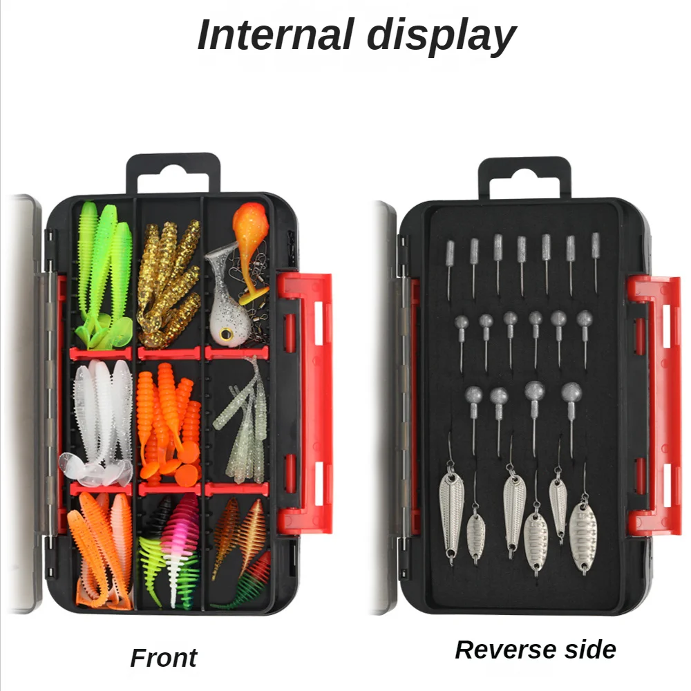 Kit de Señuelos de Pesca con cabeza de plantilla, juego de anzuelos de bola redonda para gusanos blandos, Adecuado para agua salada y dulce, con caja de aparejos, 75/35 piezas - imagen 5