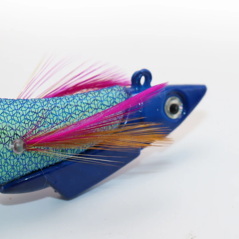 ZYZ-señuelo de pesca de camarones de madera, plantilla de calamar de simulación Artificial luminosa con anzuelos de pulpo de plomo, cebo de sepia para pesca en el mar - imagen 5