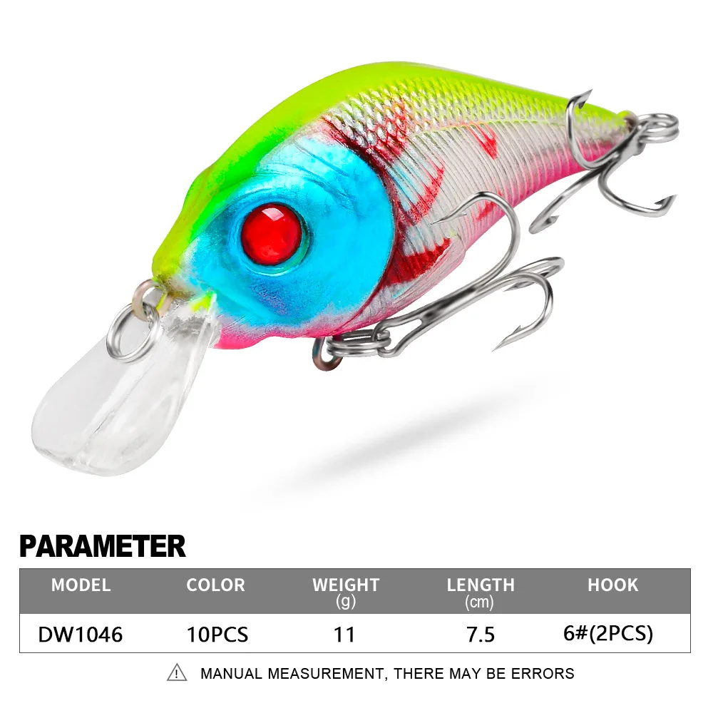 Señuelos de Pesca artificiales flotantes, Wobbler de plástico duro, Crankbait, Lucio, carpa, aparejos de pesca, 1 pieza, 7,5 cm, 11g - imagen 2