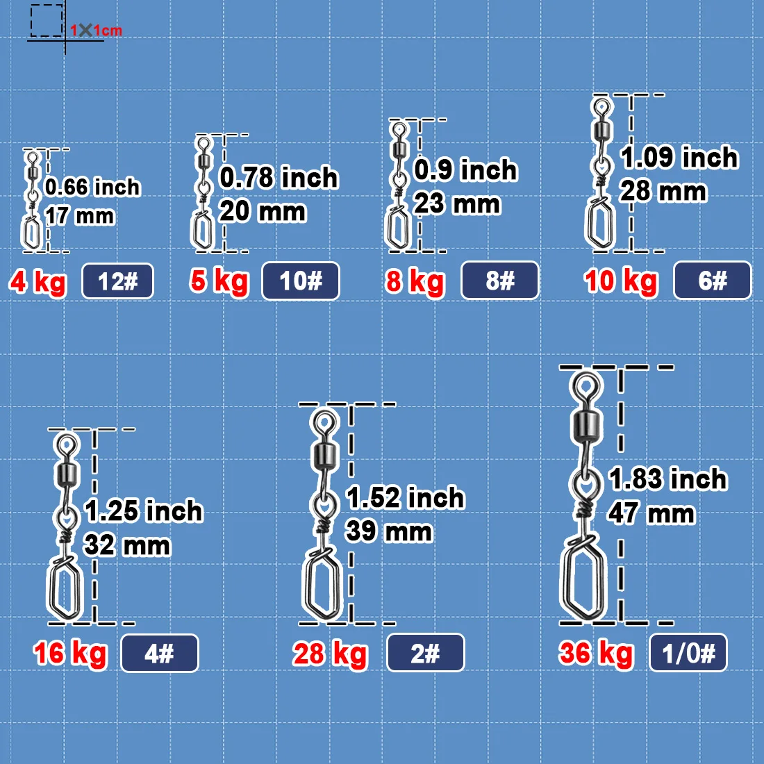 Broche giratorio de pesca de 25 ~ 100 piezas, Conector de señuelo de pesca de acero inoxidable, cierre de enclavamiento de agua dulce - imagen 2