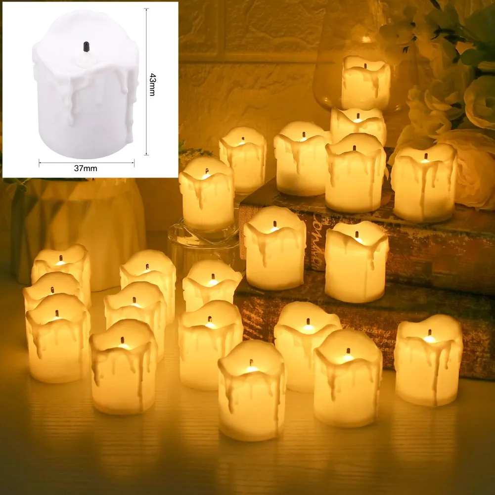 24 Uds. Velas LED parpadeantes, velas sin control remoto/control remoto sin llama con batería para decoraciones navideñas para el hogar y la boda - imagen 5