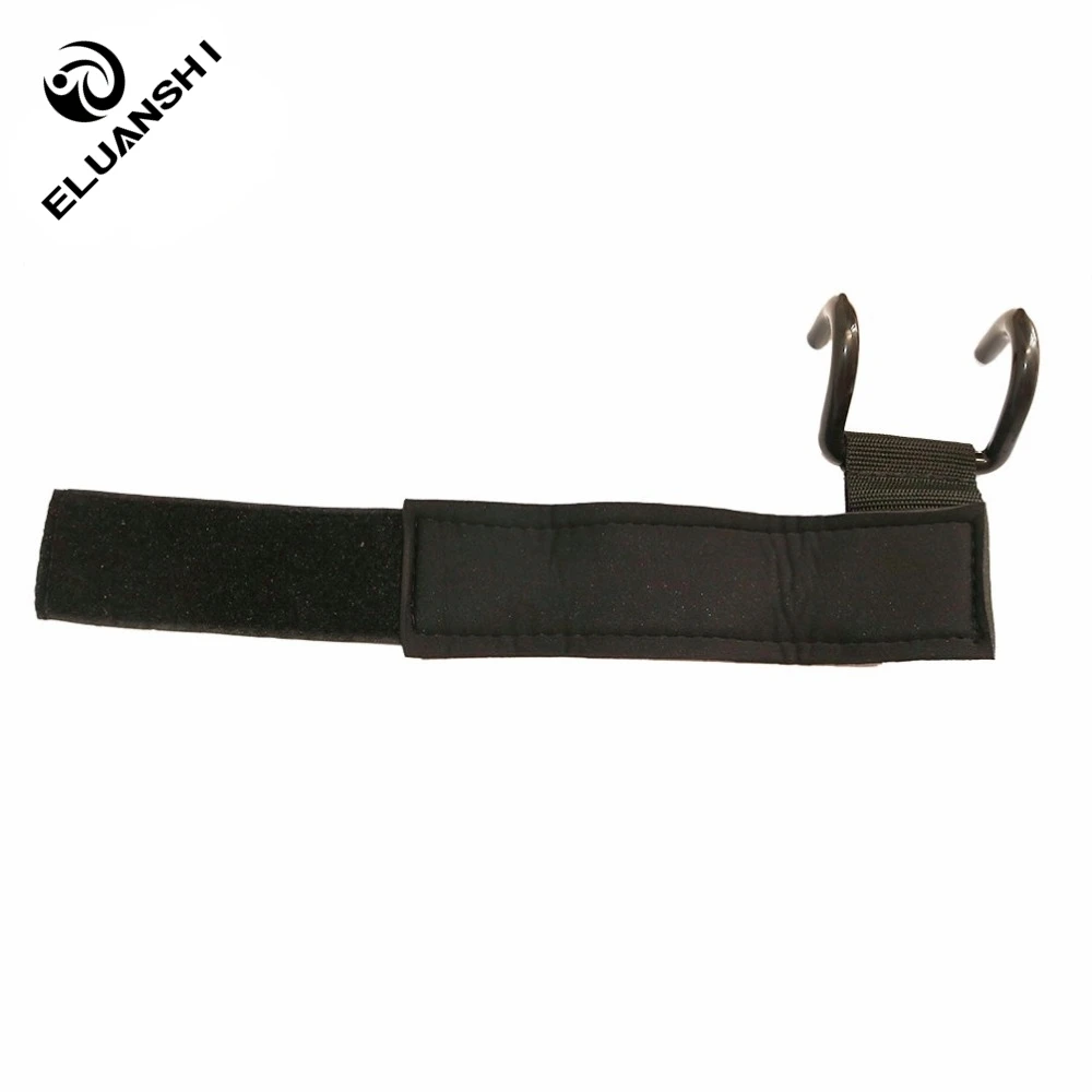 ELUANSHI-empuñaduras de gancho de acero fuertes ajustables, correas de levantamiento de pesas, entrenamiento de fuerza, gimnasio, Fitness, soporte de muñeca negro, correas de elevación - imagen 2
