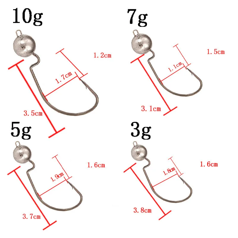 Anzuelos blandos de plomo descubierto, accesorios de pesca, 10 unids/lote/caja - imagen 5